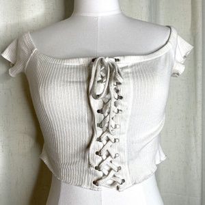 Lace Up White Crop Top